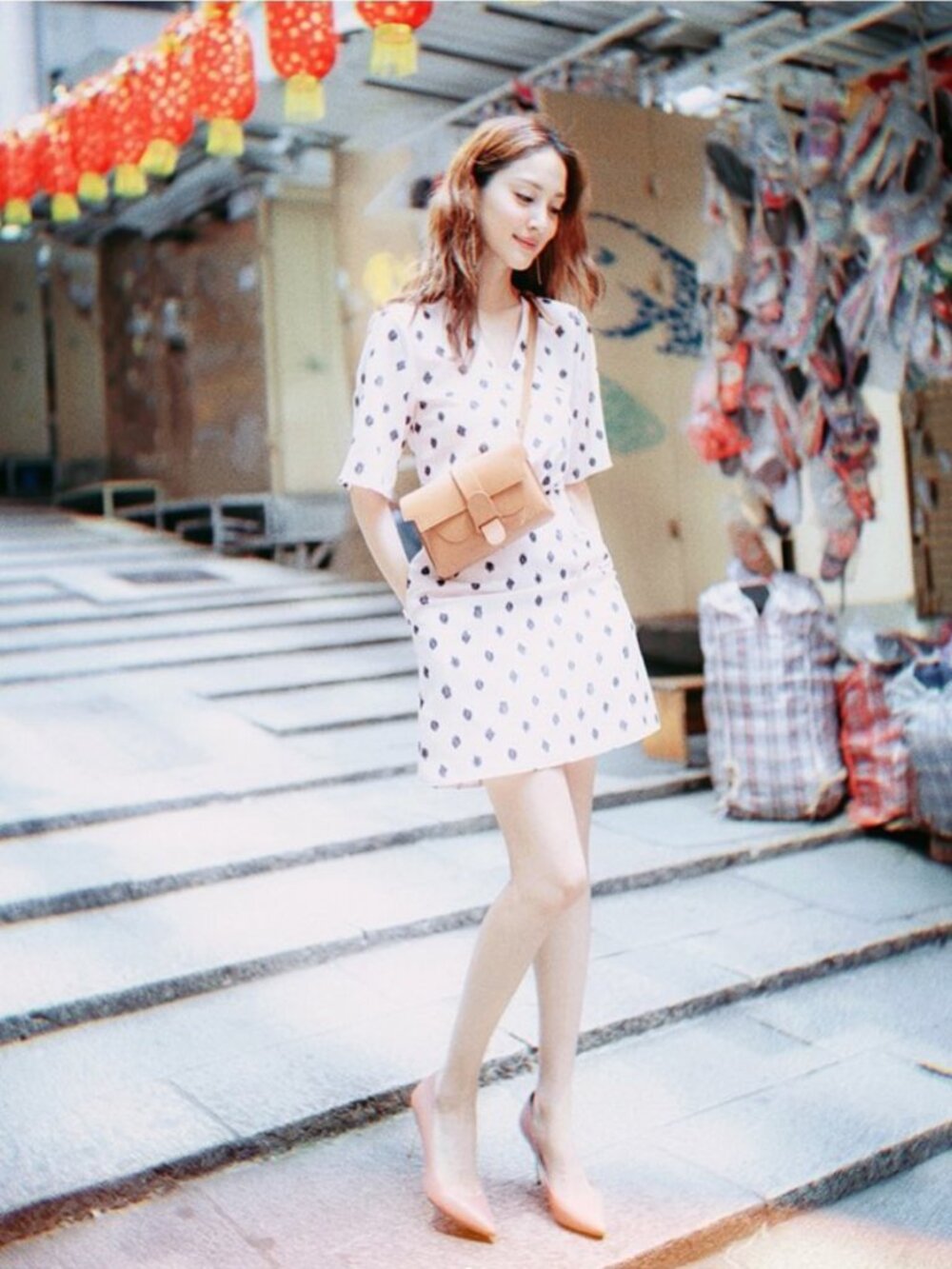 Love Bonito Felicity Tie Back Dress in Scribbled Spots - Small